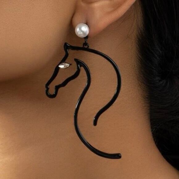 Whimsical Horse Drop Earrings - Picture 2 of 2